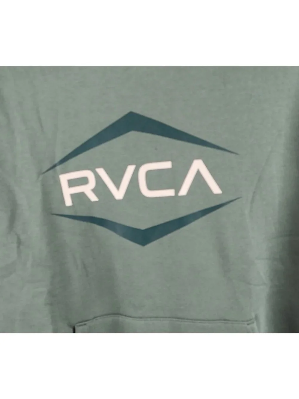 RVCA Hoodie Mens Medium Green Fleece Sweatshirt Logo NWT